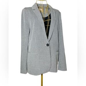 Philosophy Black & White Stripe One-Button Classic Blazer, Large